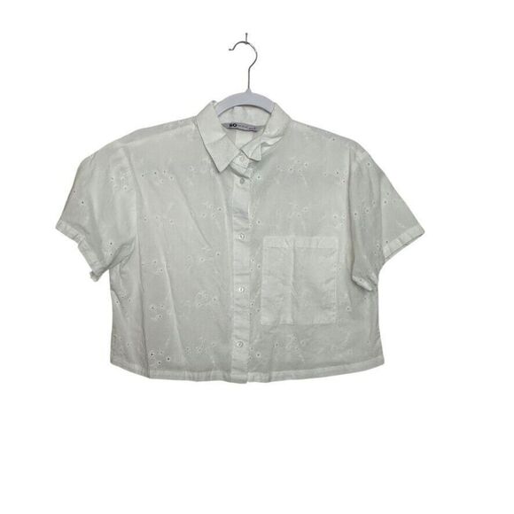 Tops - SO Good For Life Eyelet Crop Top Women‎ M White Cottage Core Fairy Pocket Floral